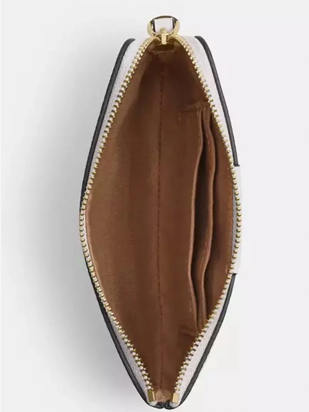 COACH White Signature Wristlet with Center Leather Panel